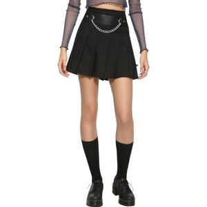 Royal Bones Black Chain Pleated Skirt